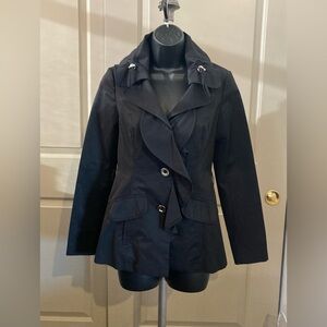 White House Black Market Black Trench Coat Tailored Silhouette